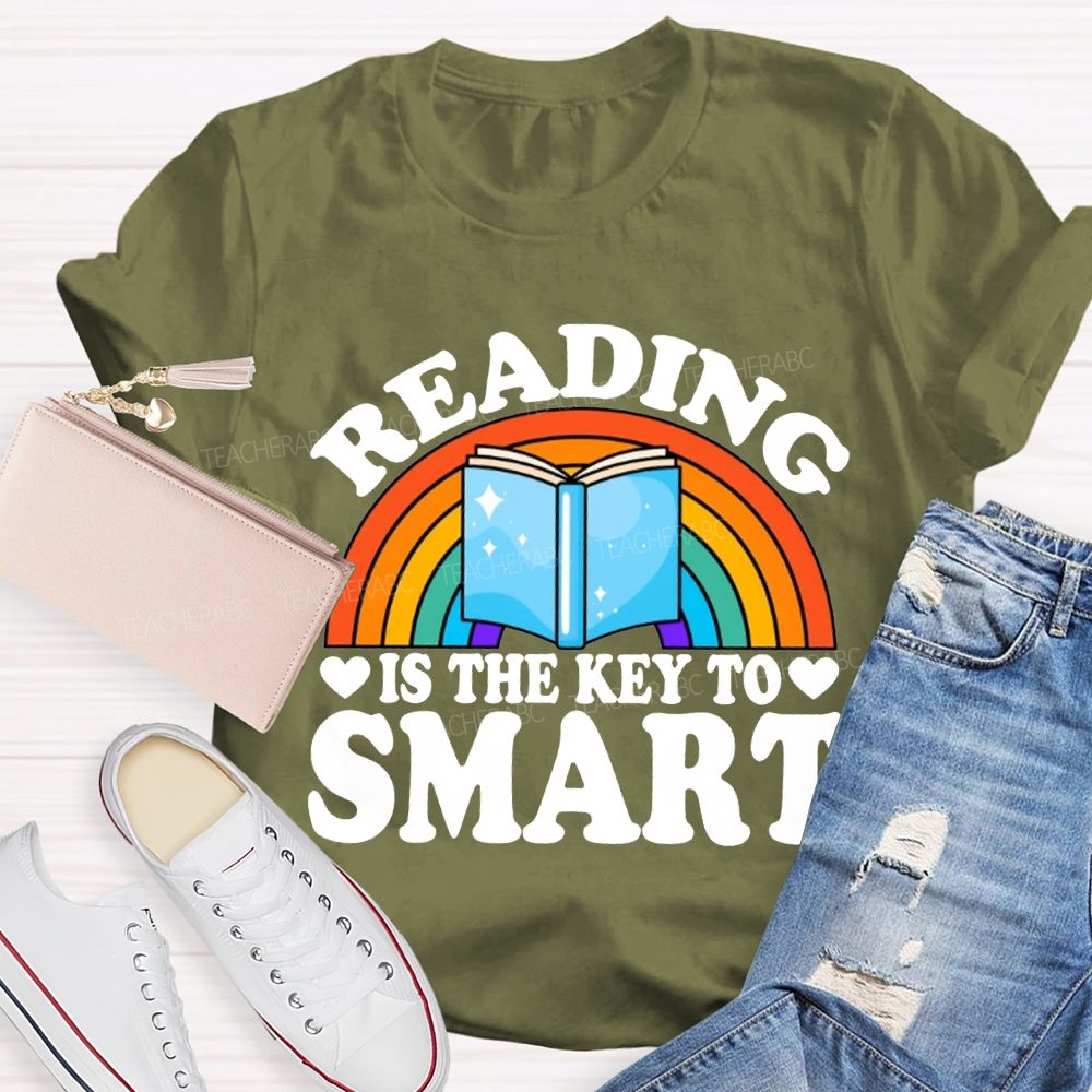 Reading Is The Key To Smart Rainbows And Books T-shirt