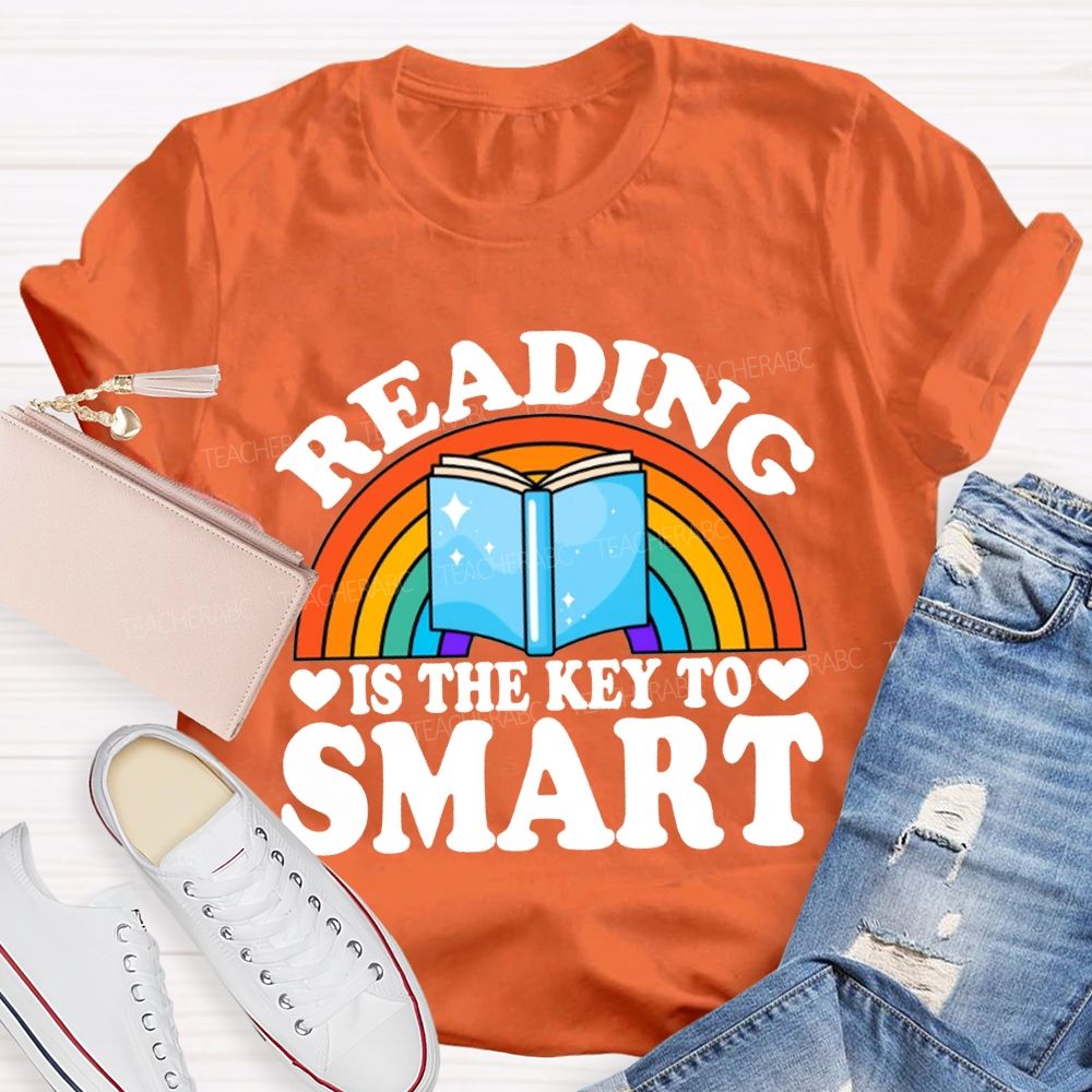 Reading Is The Key To Smart Rainbows And Books T-shirt