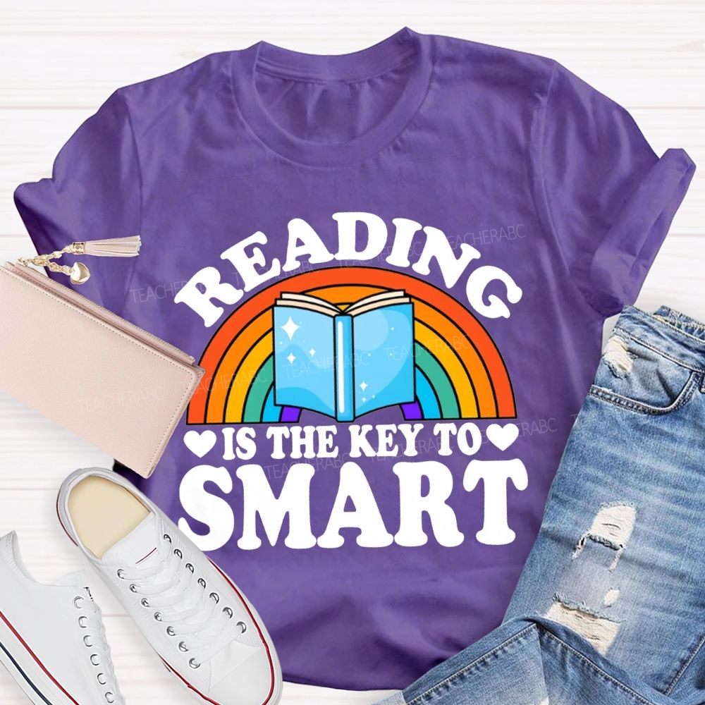 Reading Is The Key To Smart Rainbows And Books T-shirt