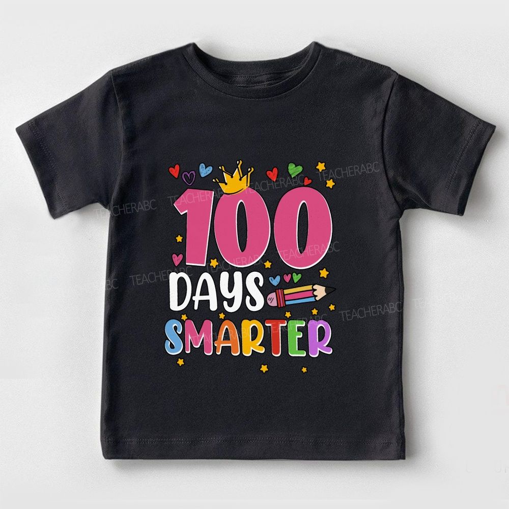 100 Days Smarter Colorful Hearts And Stars Toddler T-shirts