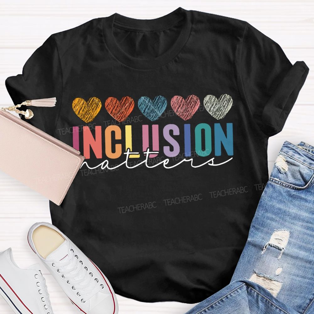 Inclusion Matter Colorful Hearts Print T-shirt