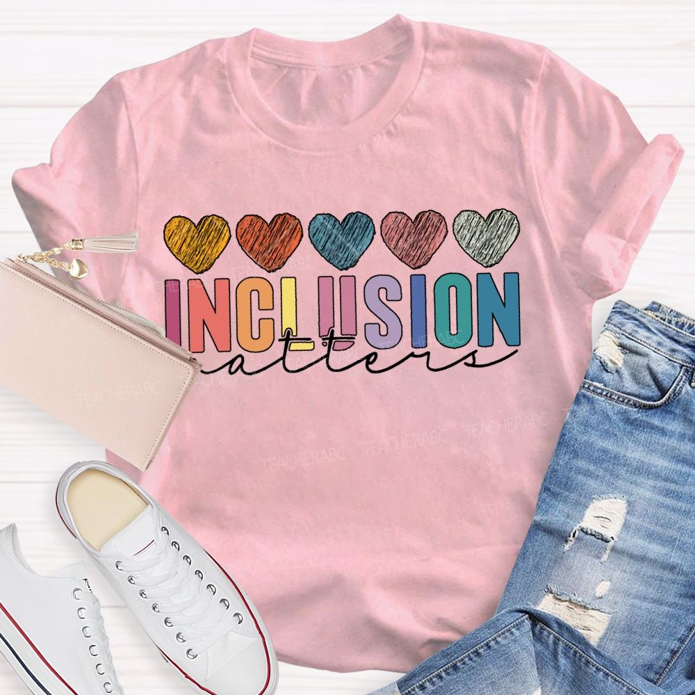 Inclusion Matter Colorful Hearts Print T-shirt