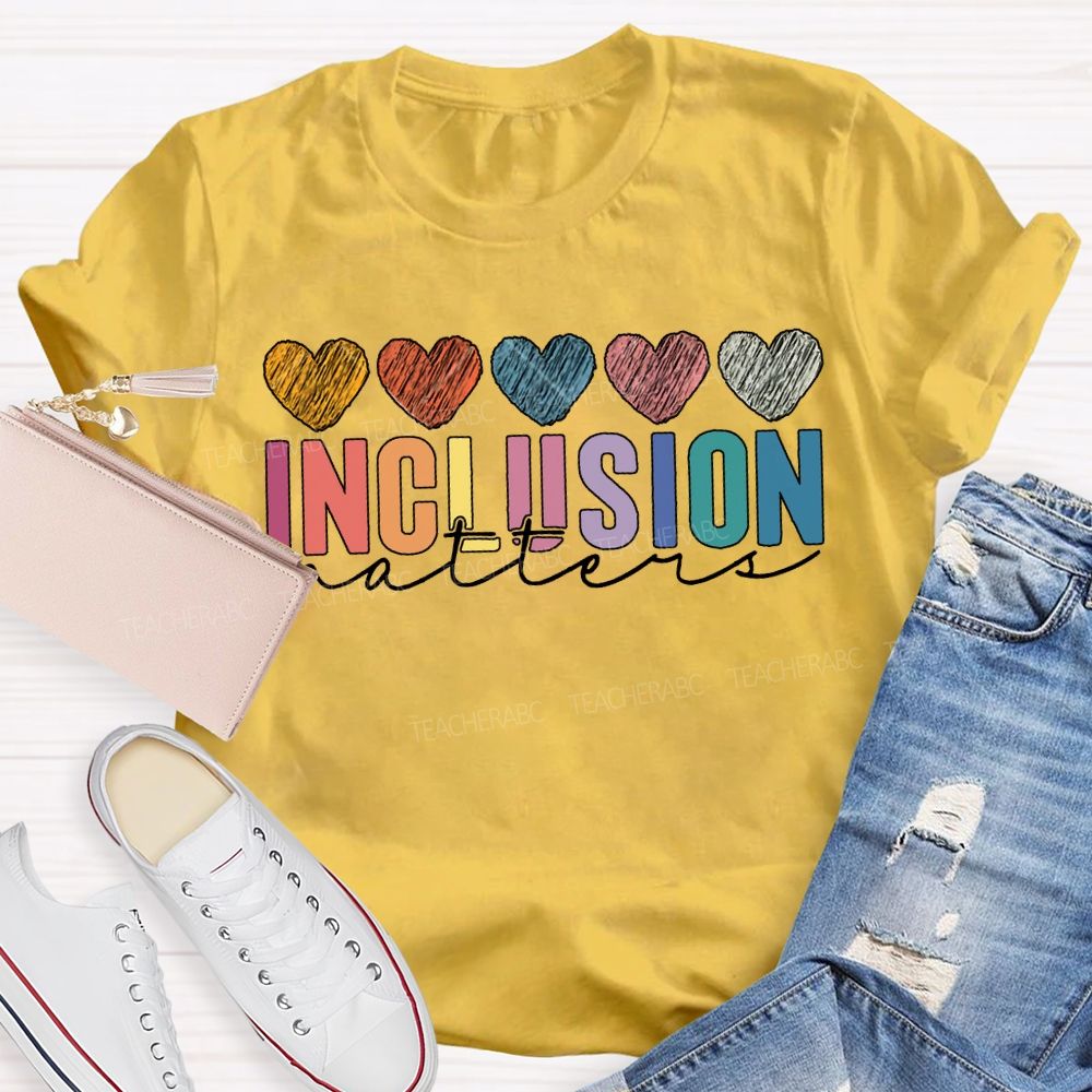 Inclusion Matter Colorful Hearts Print T-shirt