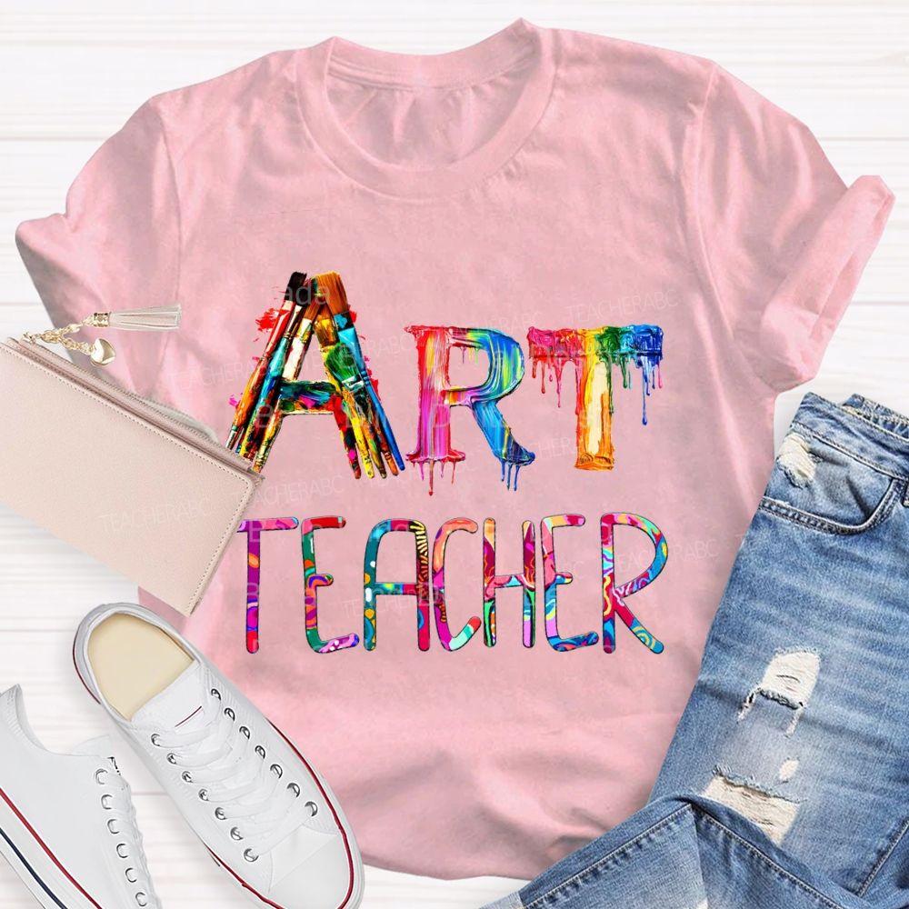 Art Teacher Colorful Tie-Dye Cool Fonts T-shirt