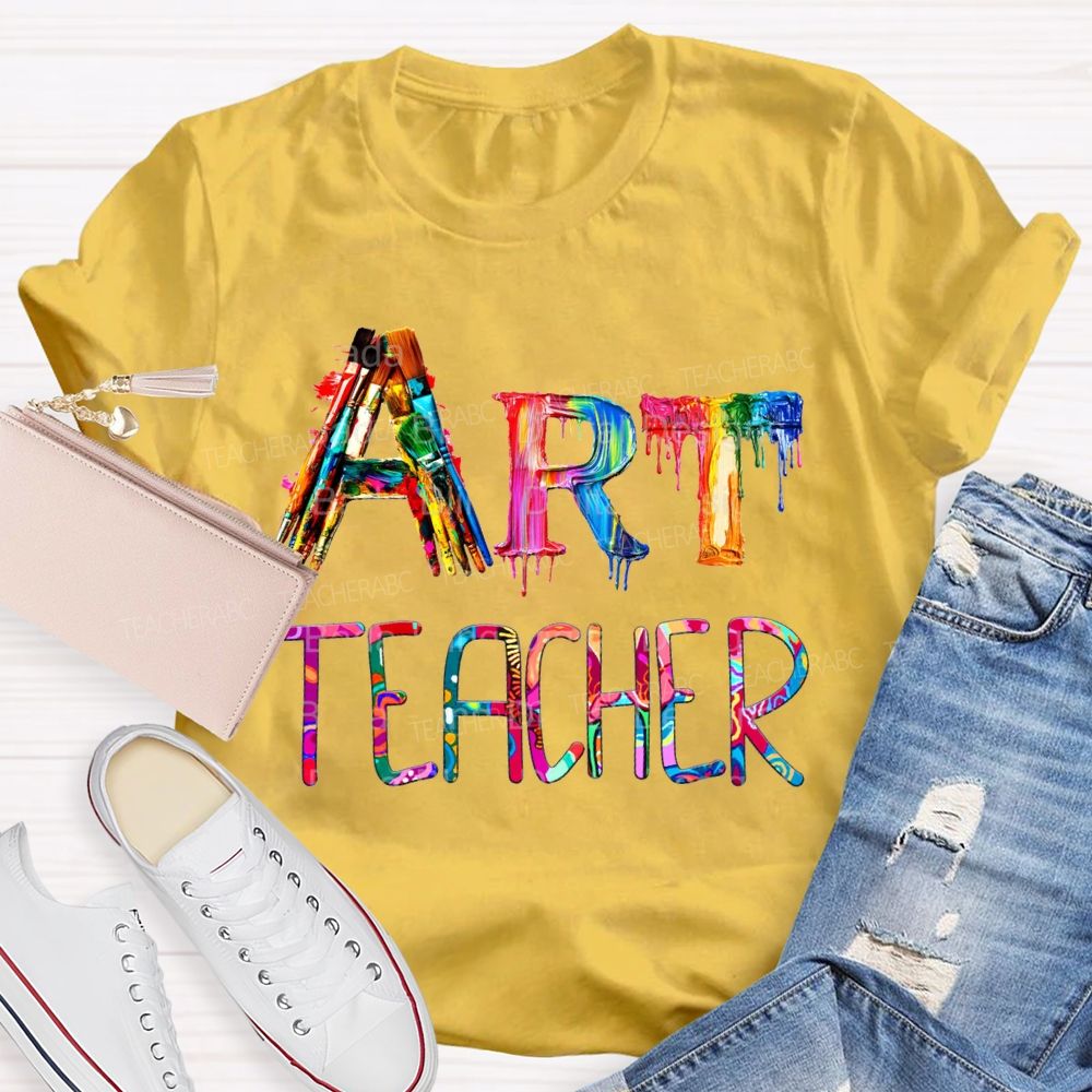 Art Teacher Colorful Tie-Dye Cool Fonts T-shirt