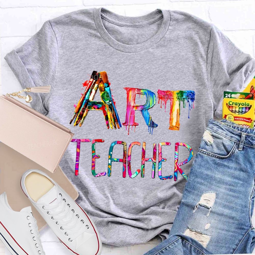 Art Teacher Colorful Tie-Dye Cool Fonts T-shirt