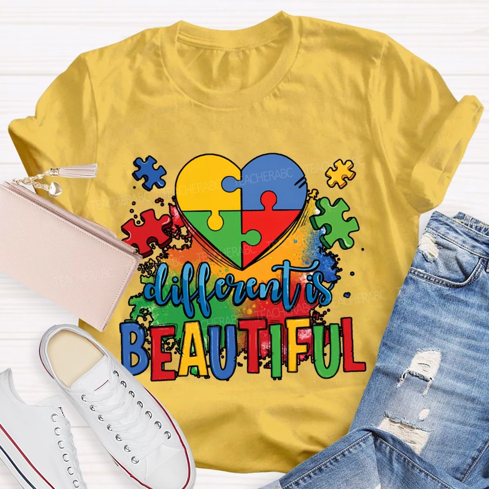 Different Is Beautiful Colorful Lettering Printing T-shirt