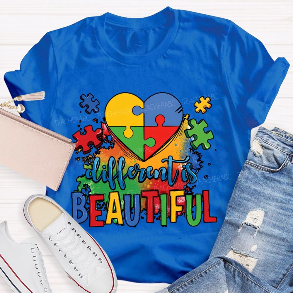 Different Is Beautiful Colorful Lettering Printing T-shirt