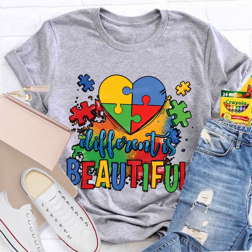 Different Is Beautiful Colorful Lettering Printing T-shirt