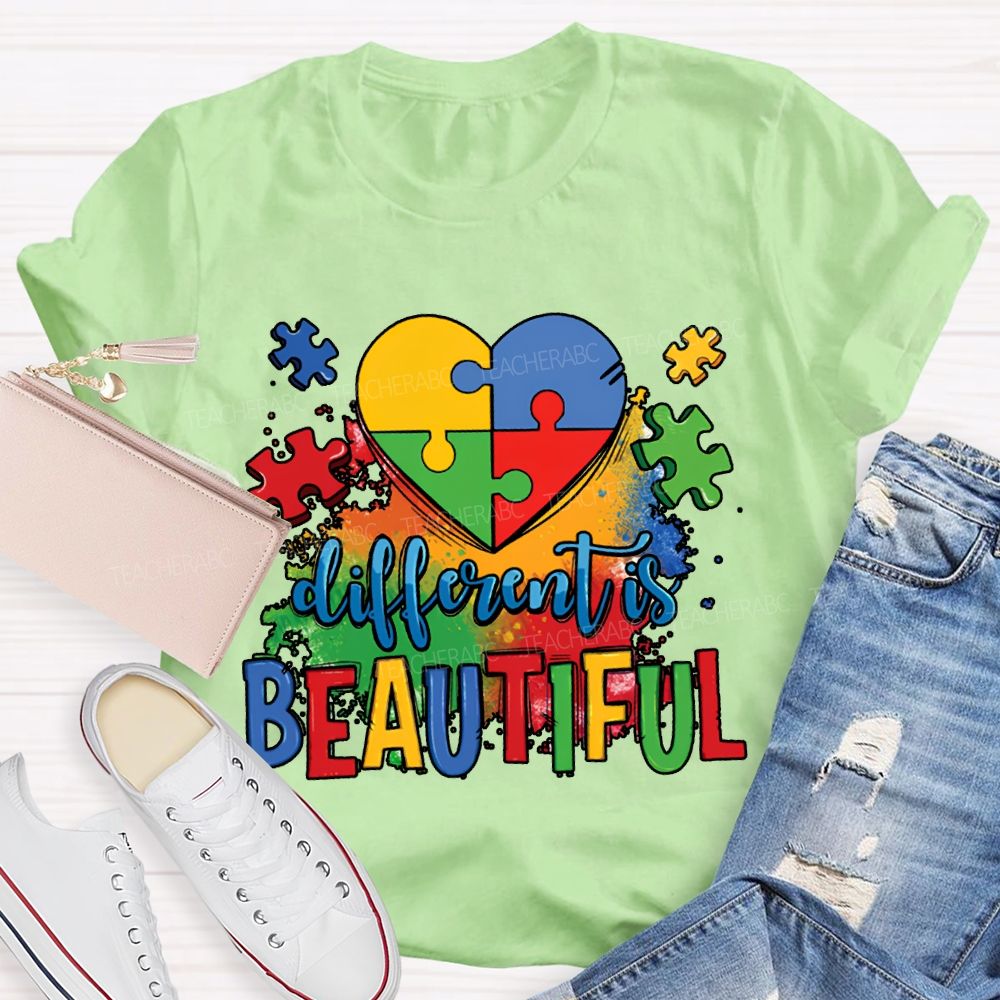 Different Is Beautiful Colorful Lettering Printing T-shirt
