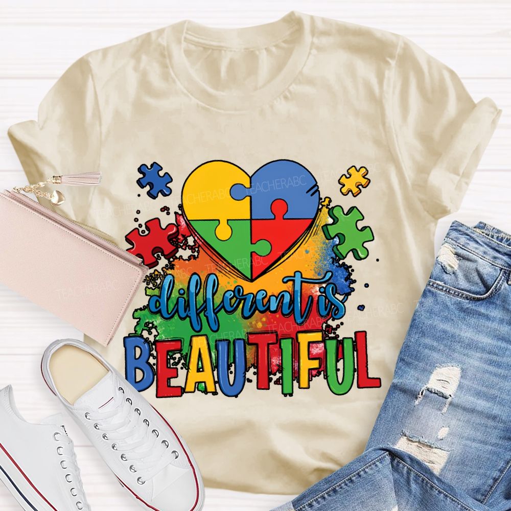 Different Is Beautiful Colorful Lettering Printing T-shirt