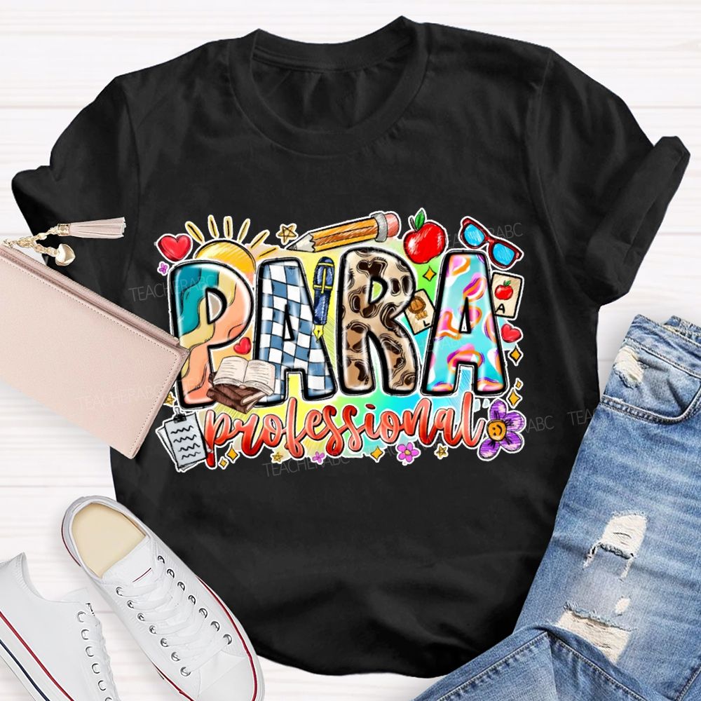 Para Professional Colorful Lettering Printing T-shirt
