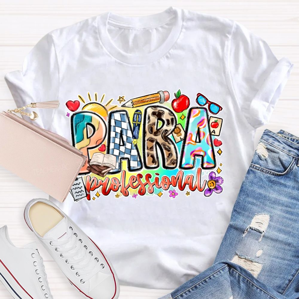 Para Professional Colorful Lettering Printing T-shirt