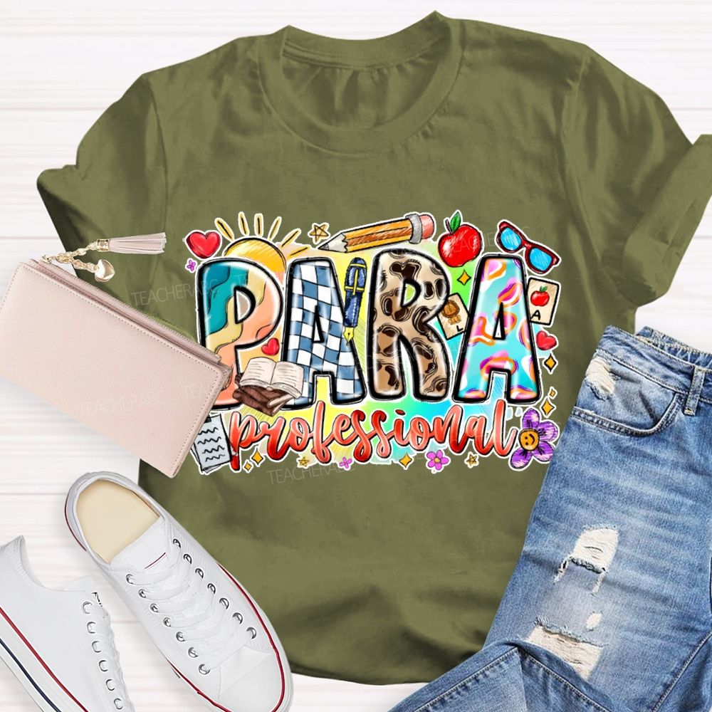 Para Professional Colorful Lettering Printing T-shirt