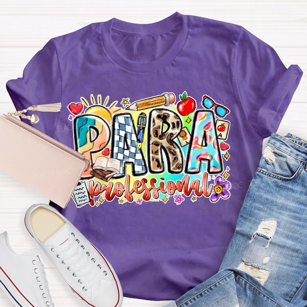 Para Professional Colorful Lettering Printing T-shirt