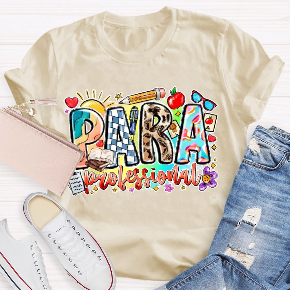 Para Professional Colorful Lettering Printing T-shirt