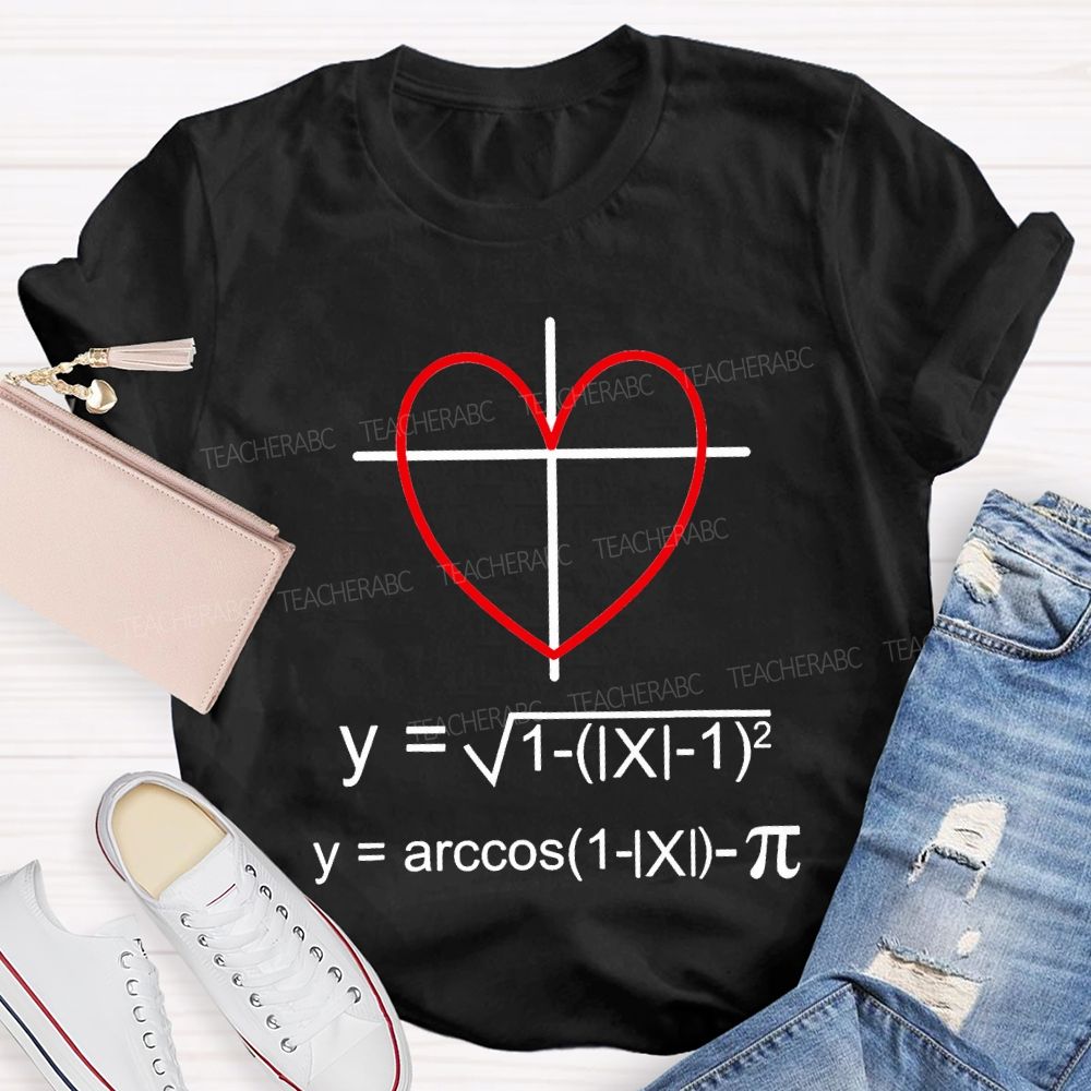 Heart-Shaped Coordinate Axis Math Teacher T-shirt