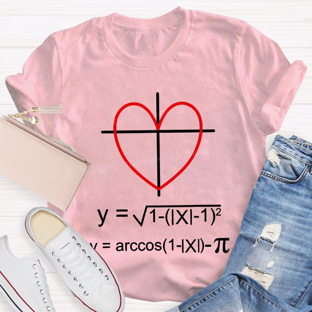 Heart-Shaped Coordinate Axis Math Teacher T-shirt
