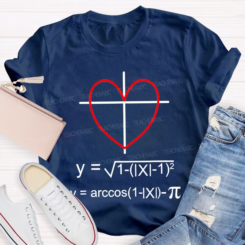 Heart-Shaped Coordinate Axis Math Teacher T-shirt