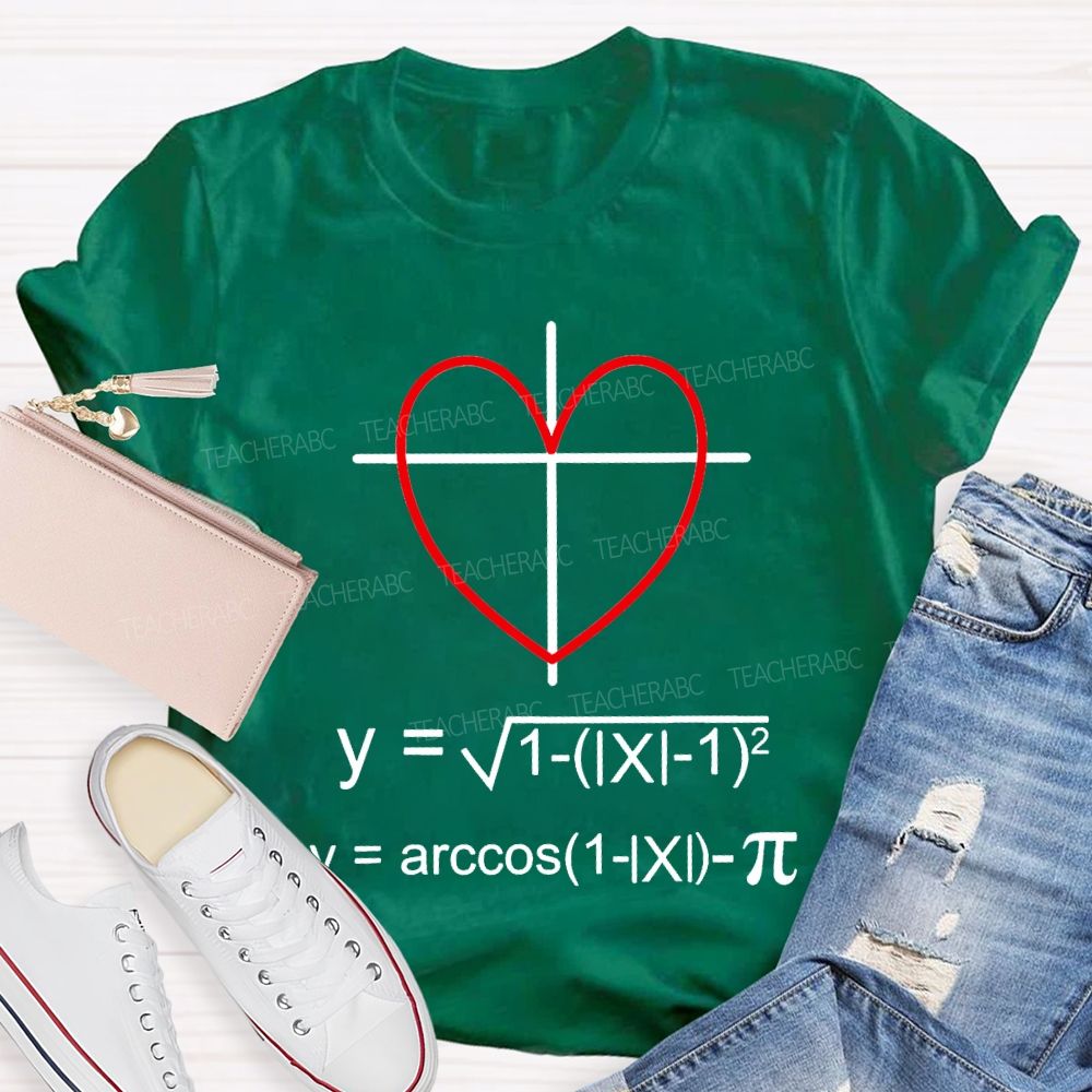 Heart-Shaped Coordinate Axis Math Teacher T-shirt