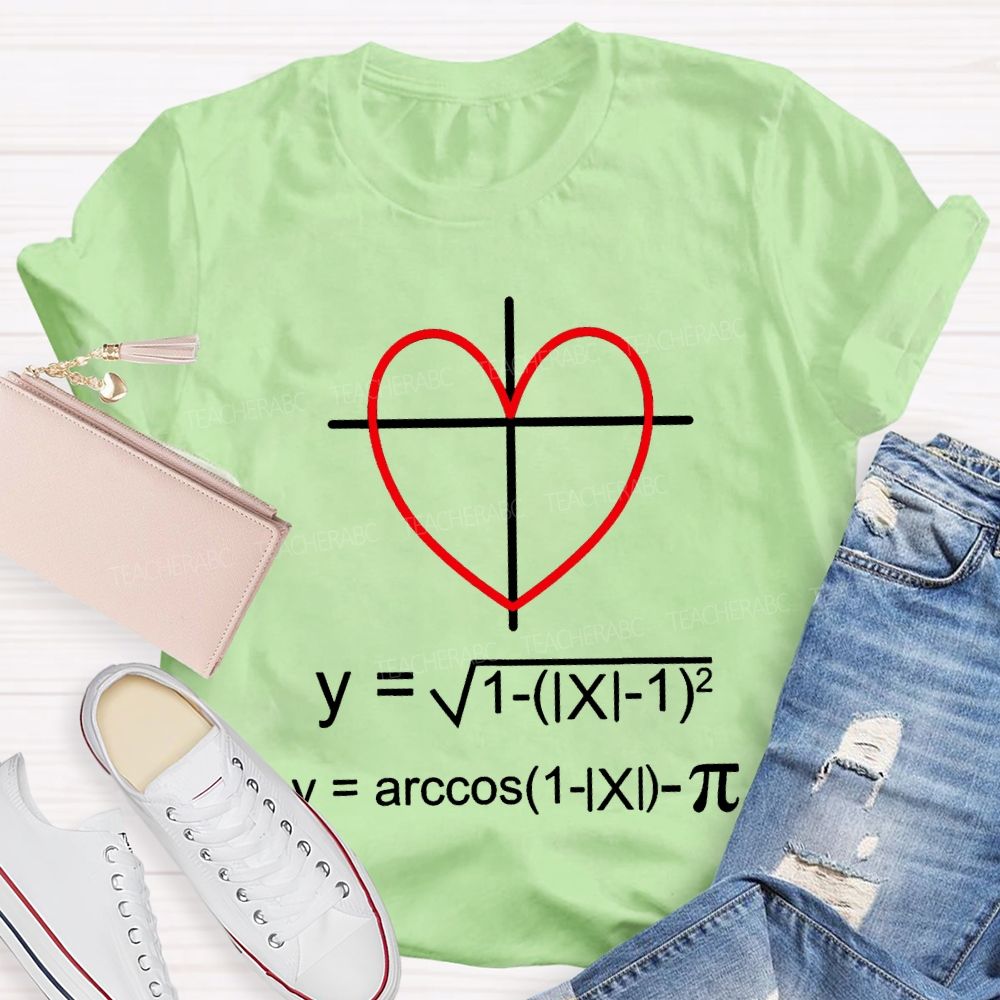 Heart-Shaped Coordinate Axis Math Teacher T-shirt