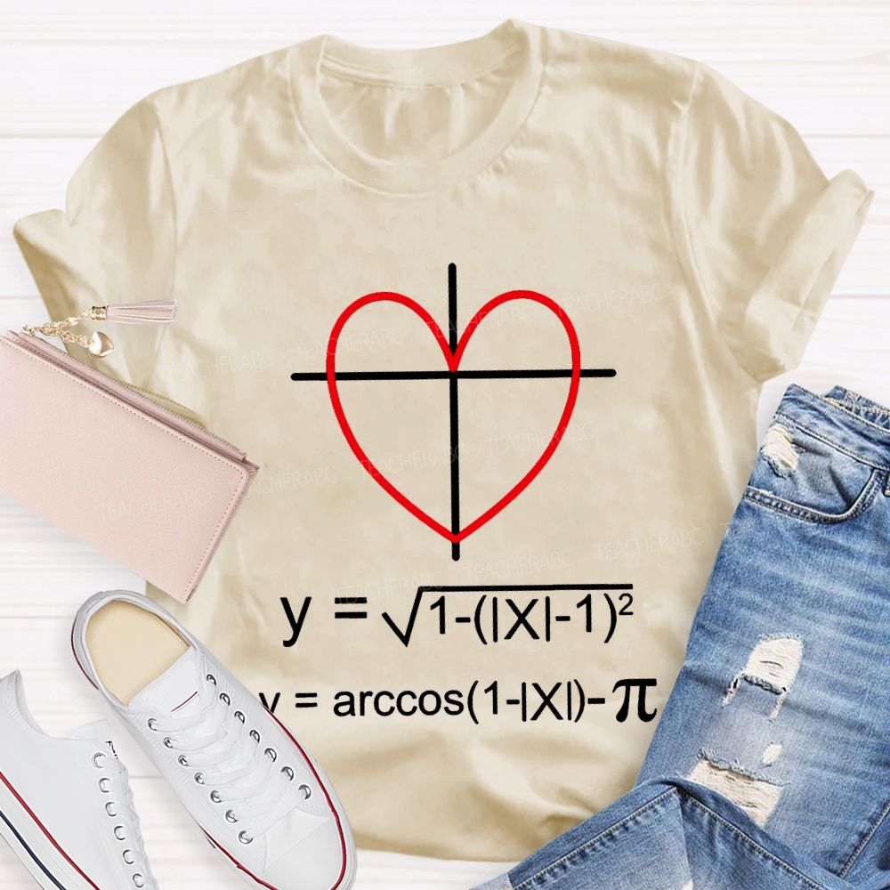 Heart-Shaped Coordinate Axis Math Teacher T-shirt