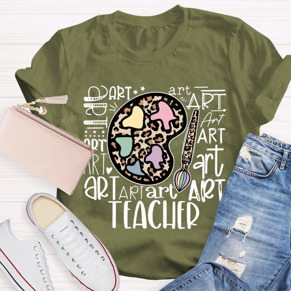 Leopard Print Dye Palette Art Teacher T-shirt