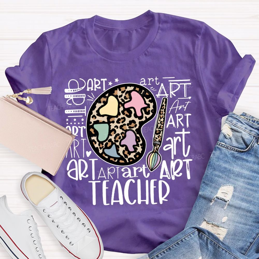 Leopard Print Dye Palette Art Teacher T-shirt