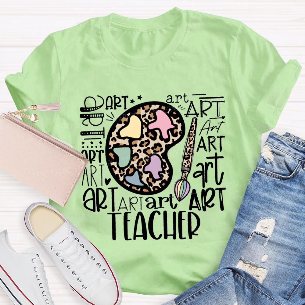 Leopard Print Dye Palette Art Teacher T-shirt