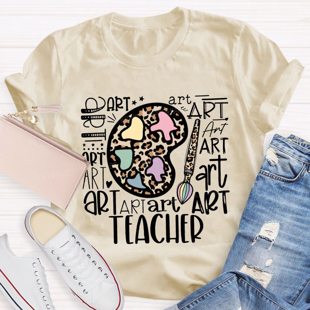 Leopard Print Dye Palette Art Teacher T-shirt
