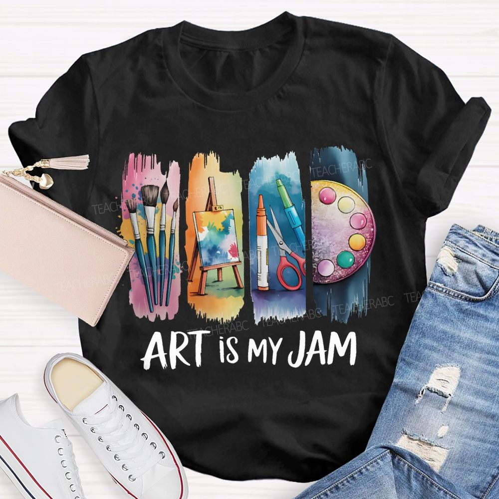 Art Is My Jam Colorful Tie-Dye Prints Art Teacher T-shirt