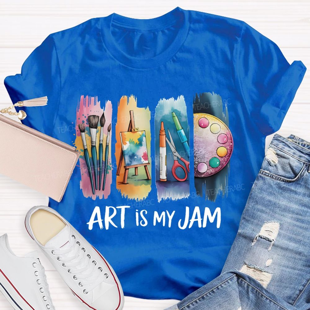 Art Is My Jam Colorful Tie-Dye Prints Art Teacher T-shirt