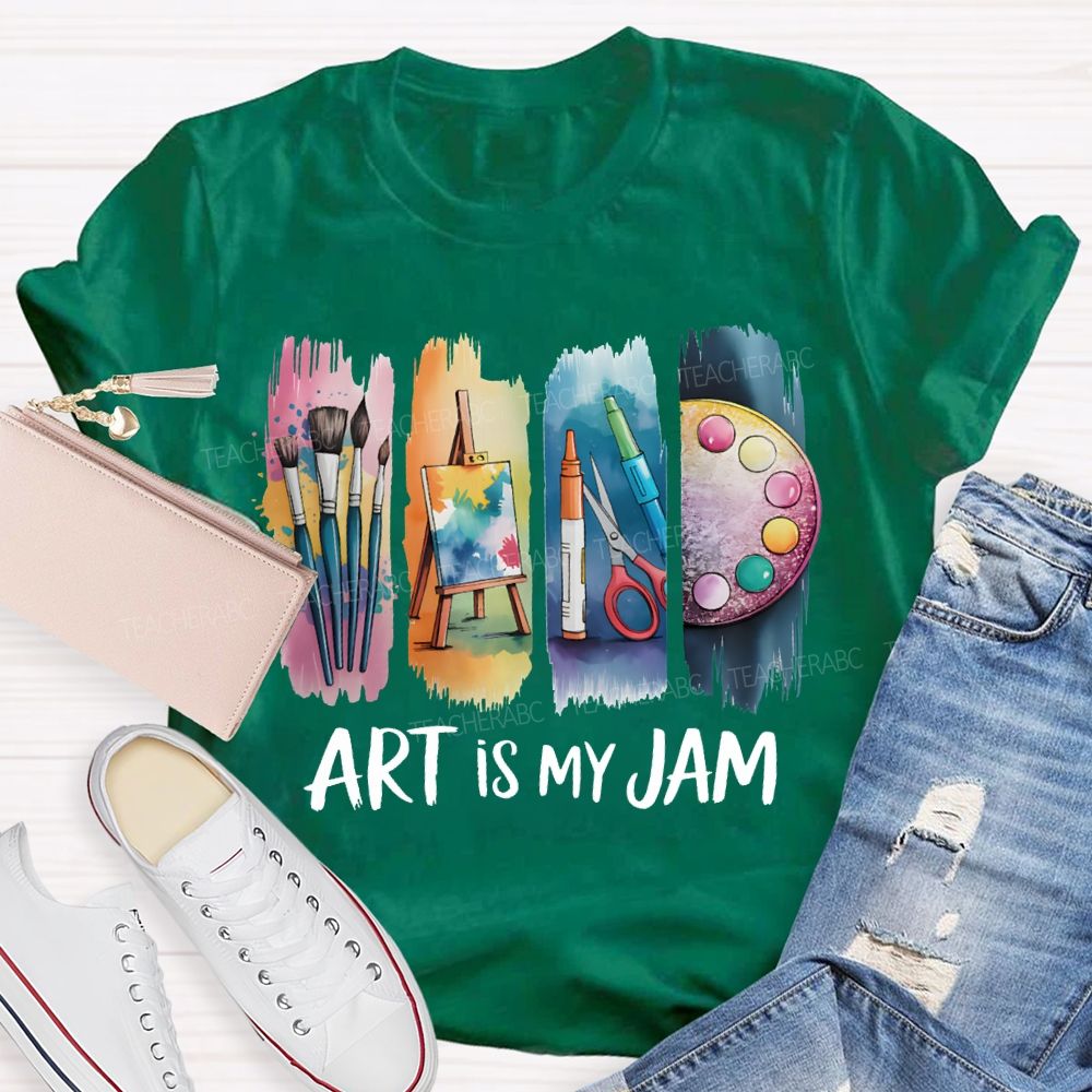 Art Is My Jam Colorful Tie-Dye Prints Art Teacher T-shirt