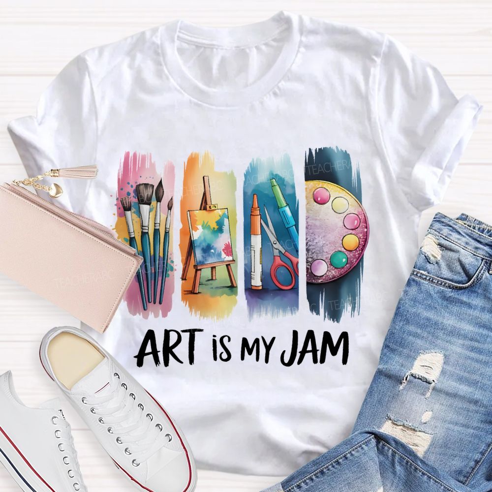 Art Is My Jam Colorful Tie-Dye Prints Art Teacher T-shirt