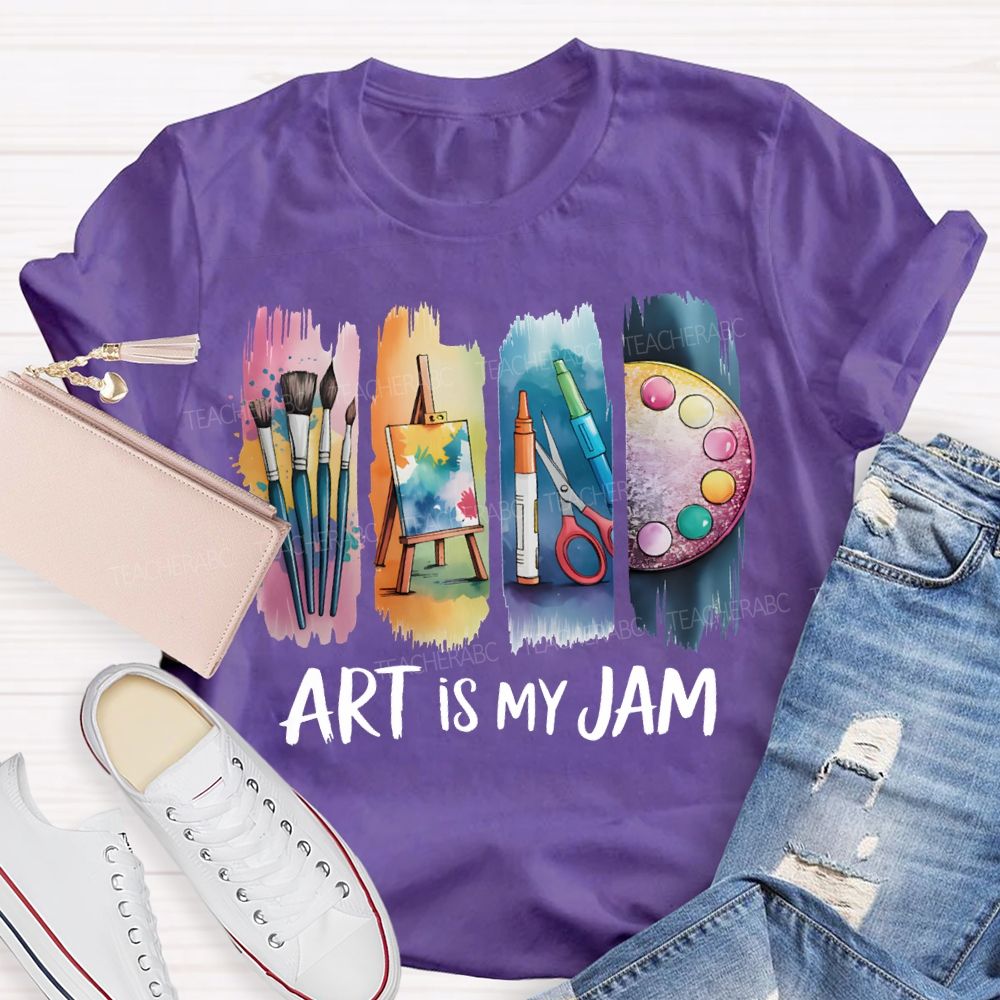 Art Is My Jam Colorful Tie-Dye Prints Art Teacher T-shirt