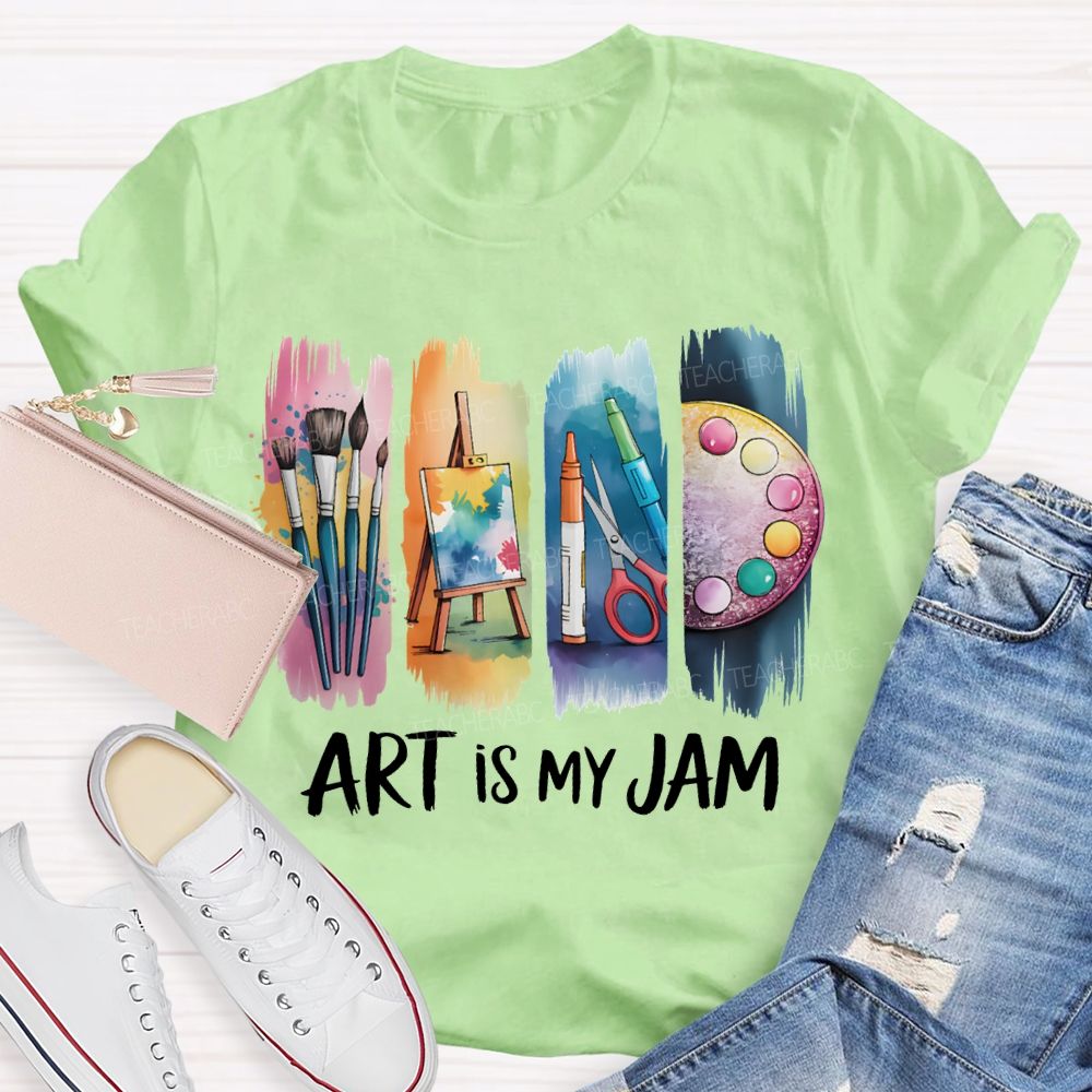 Art Is My Jam Colorful Tie-Dye Prints Art Teacher T-shirt