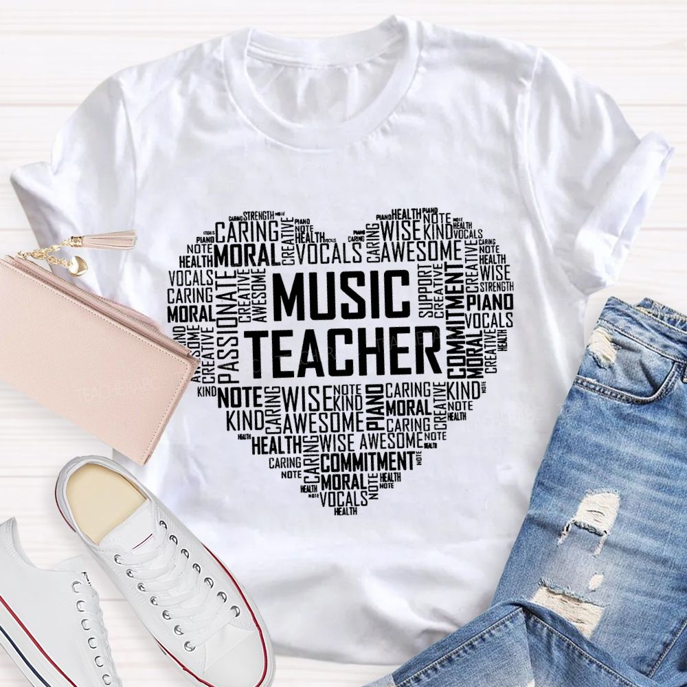 Music Teacher Note Vocals Plan Awesome Caring Health T-shirt