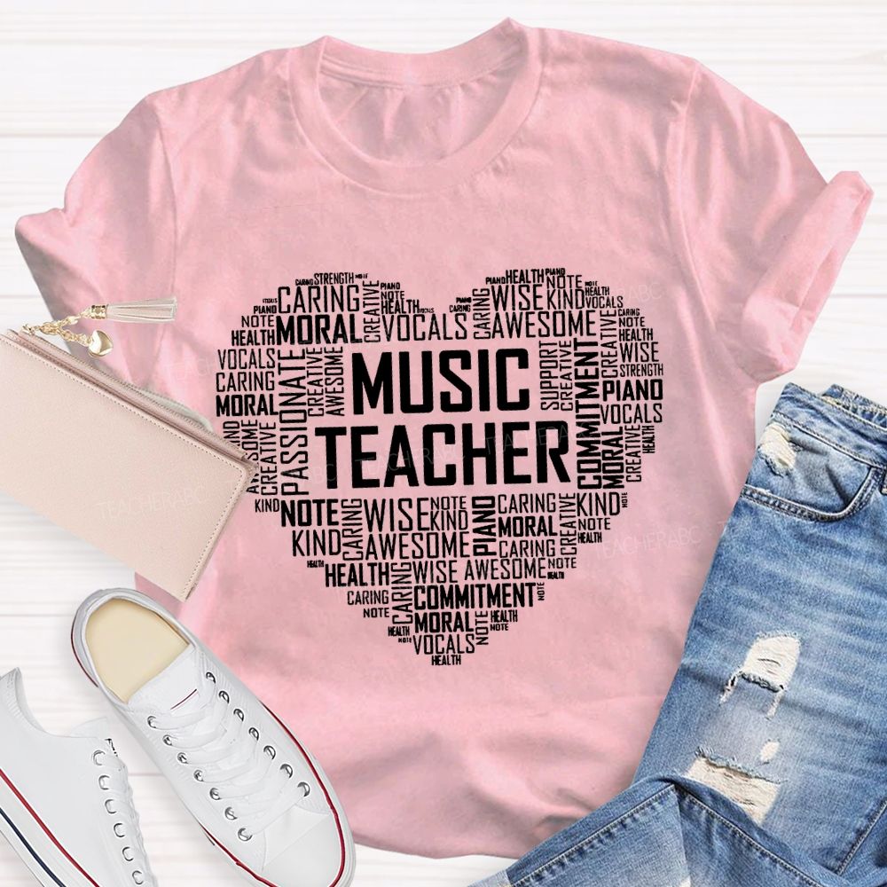 Music Teacher Note Vocals Plan Awesome Caring Health T-shirt