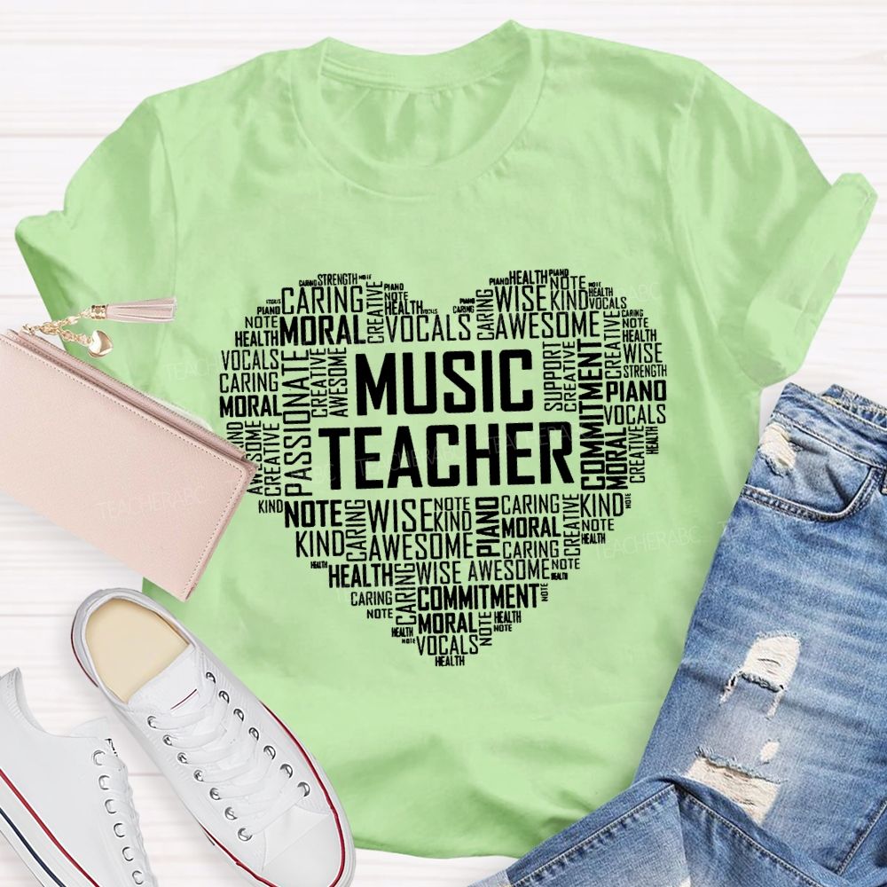 Music Teacher Note Vocals Plan Awesome Caring Health T-shirt