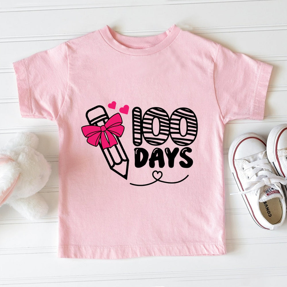 100 Days Bow And Pencil Toddler T-shirts