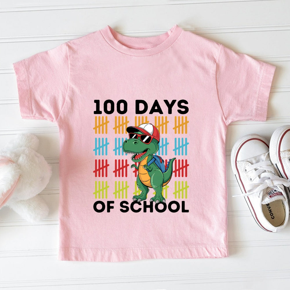 100 Days Of School Dinosaur Print Toddler T-shirts