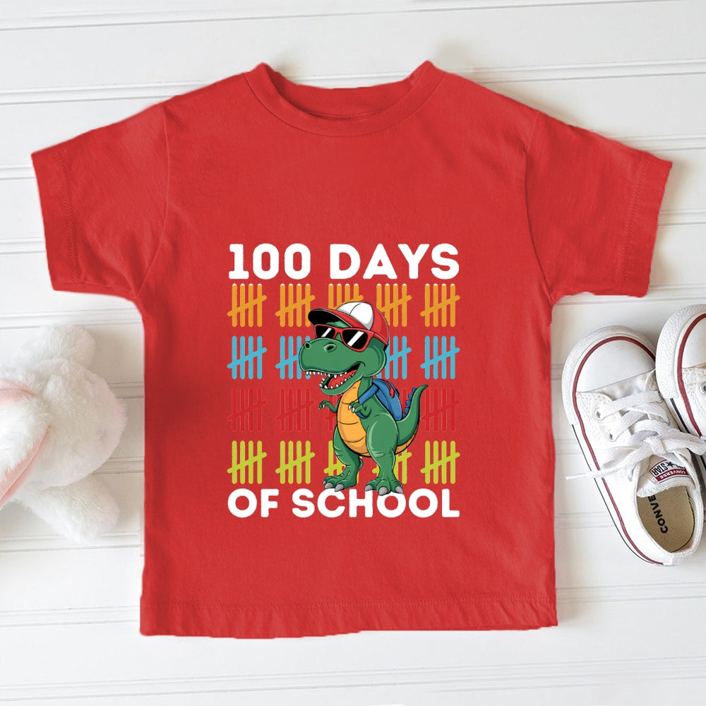 100 Days Of School Dinosaur Print Toddler T-shirts