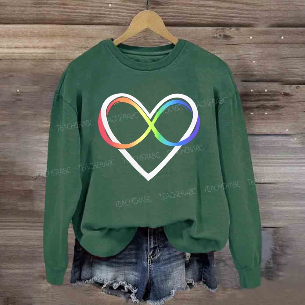 Autism Awareness Rainbow Infinity Heart Sweatshirt