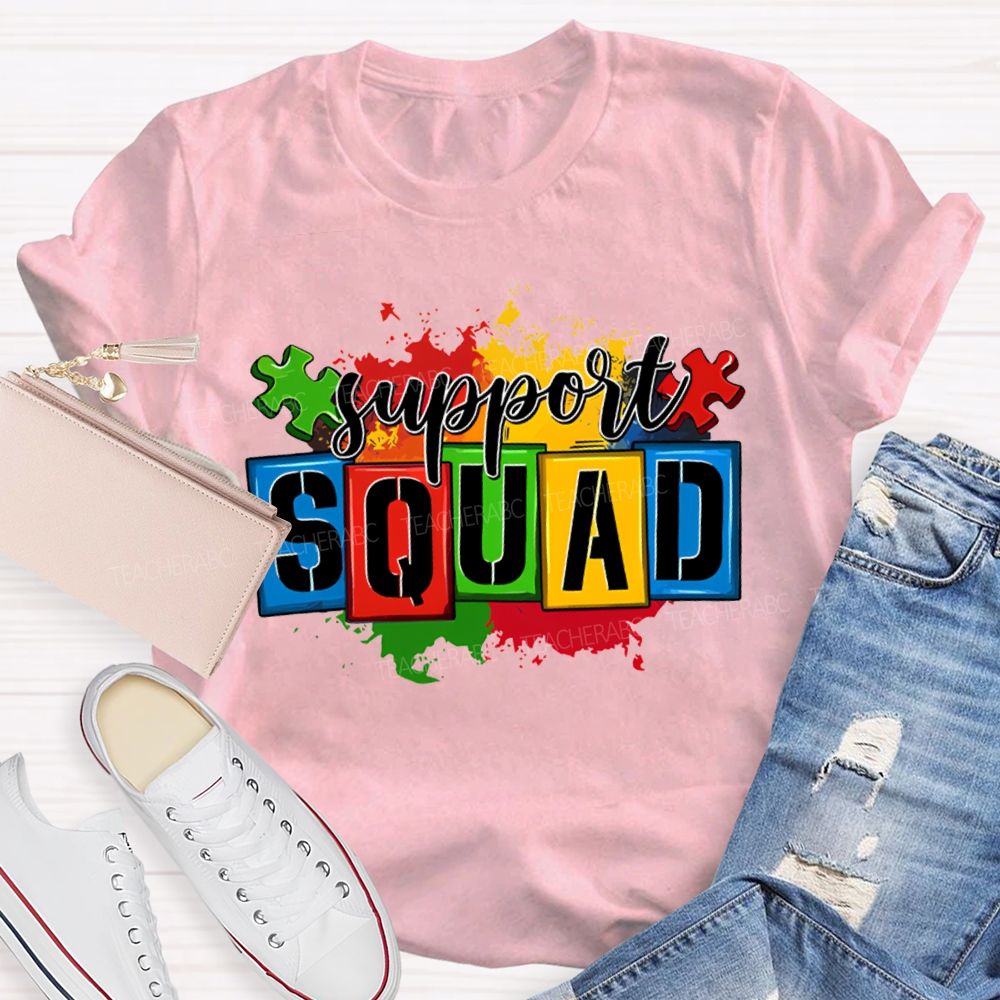 Support Squad Colorful Printed Patterns For Special Education T-shirt
