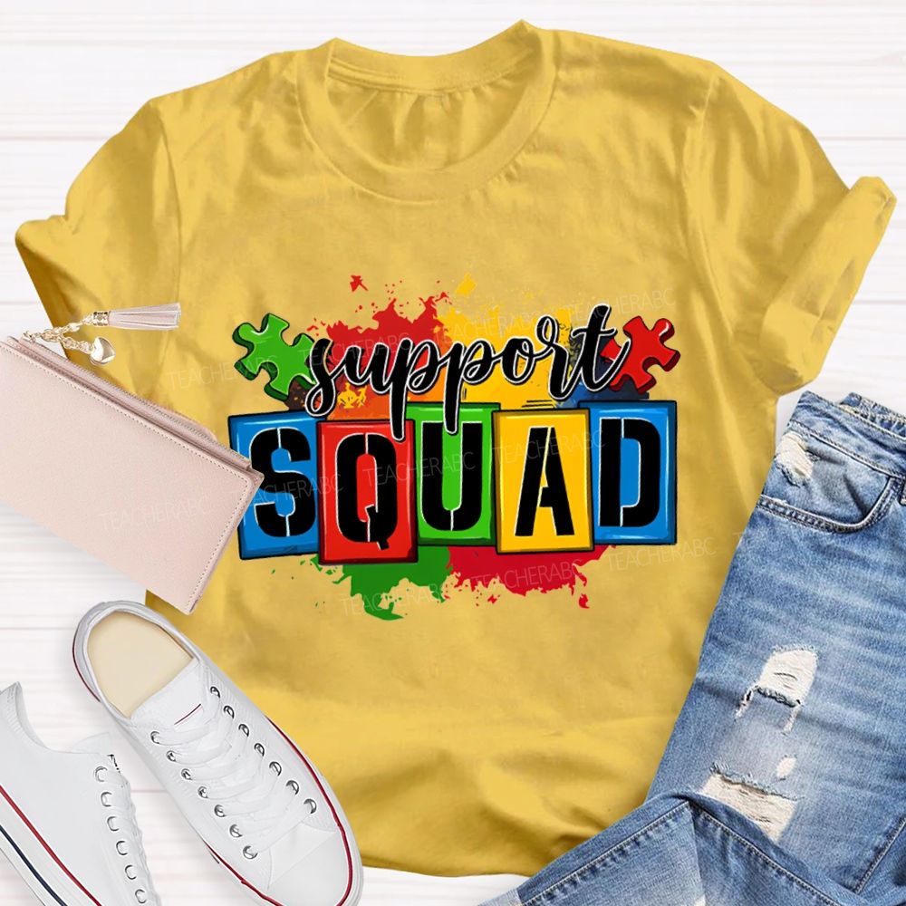 Support Squad Colorful Printed Patterns For Special Education T-shirt