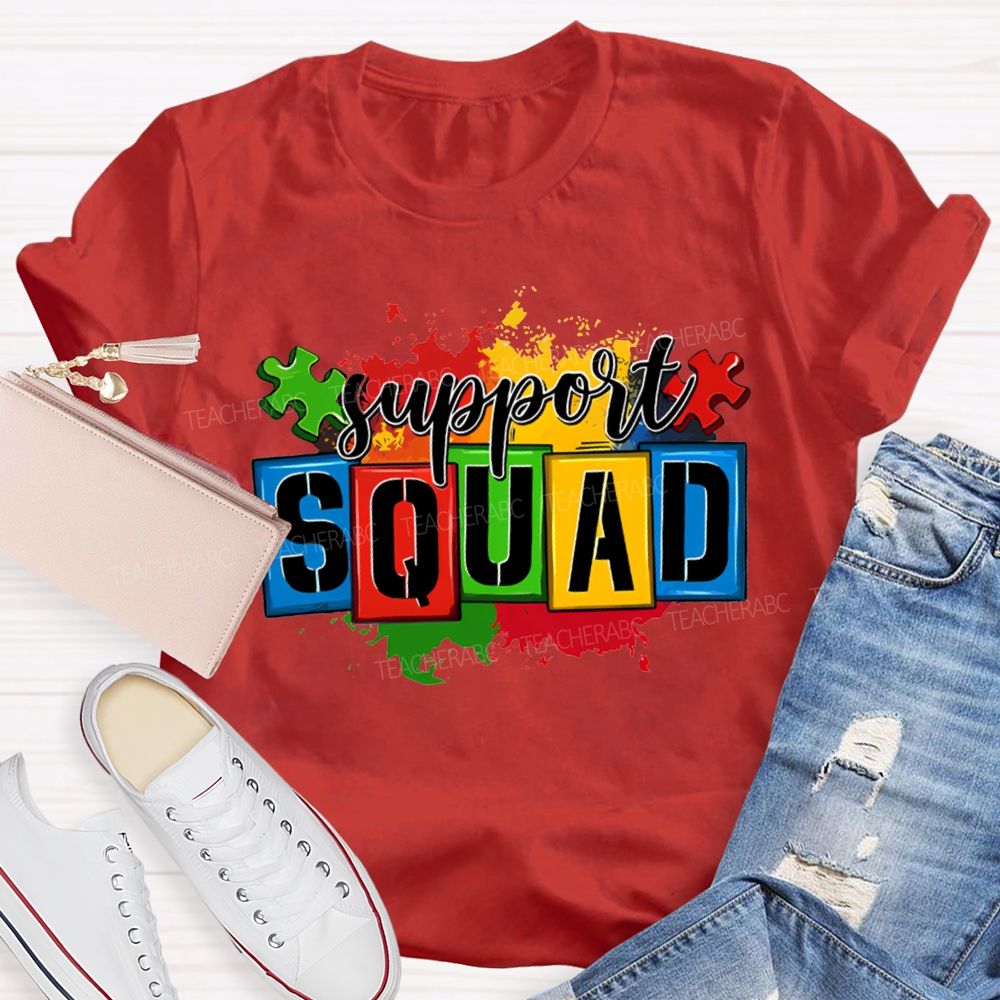Support Squad Colorful Printed Patterns For Special Education T-shirt