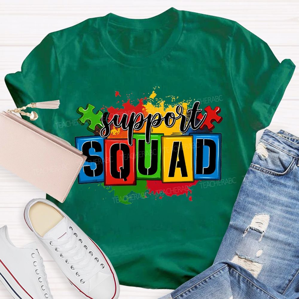 Support Squad Colorful Printed Patterns For Special Education T-shirt