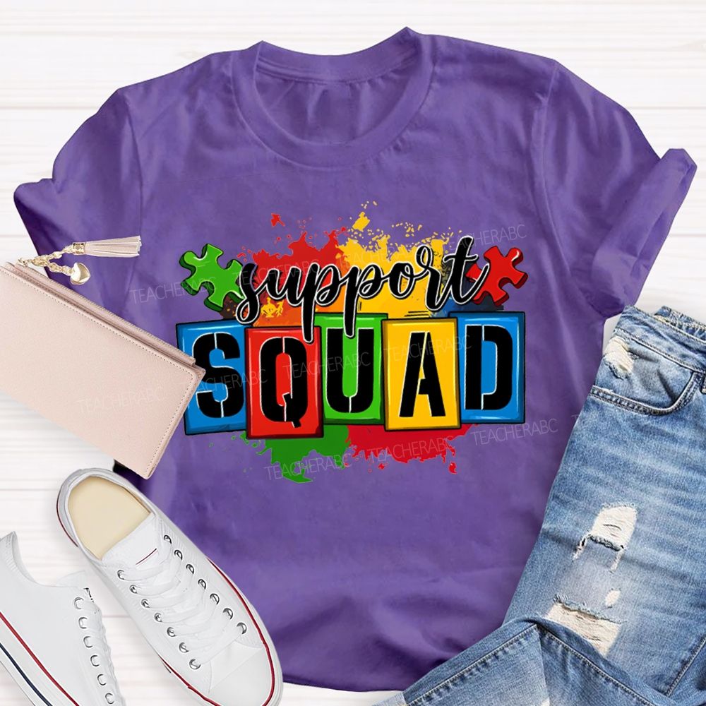 Support Squad Colorful Printed Patterns For Special Education T-shirt