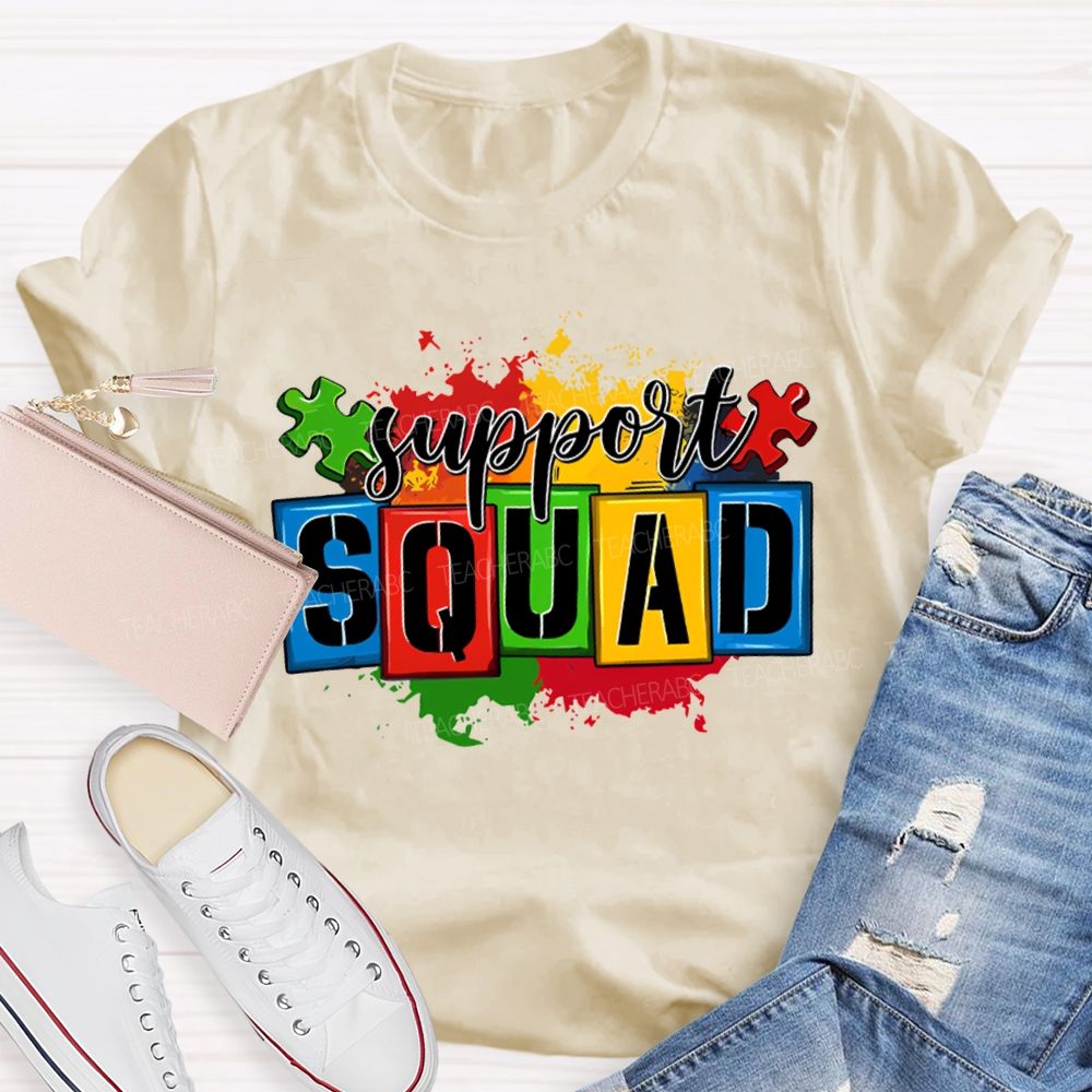 Support Squad Colorful Printed Patterns For Special Education T-shirt