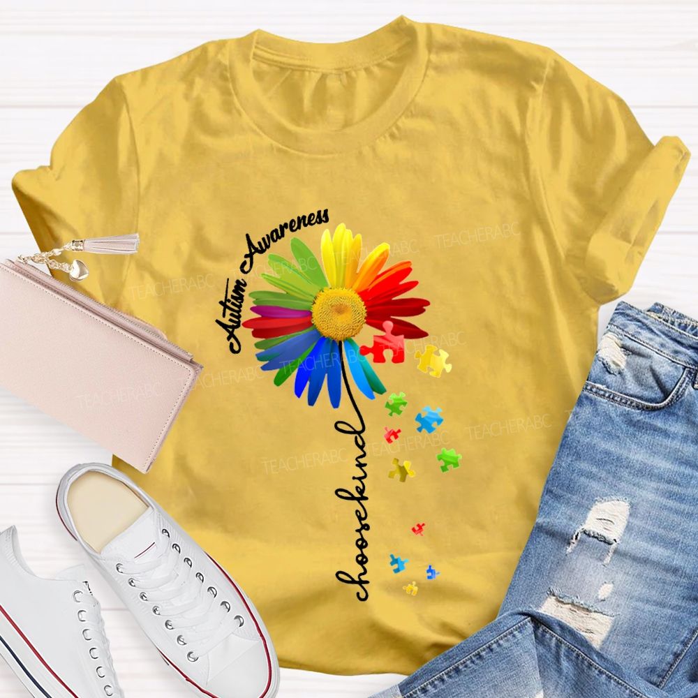 Autism Awareness Choose Kind Colorful Sunflowers T-shirt